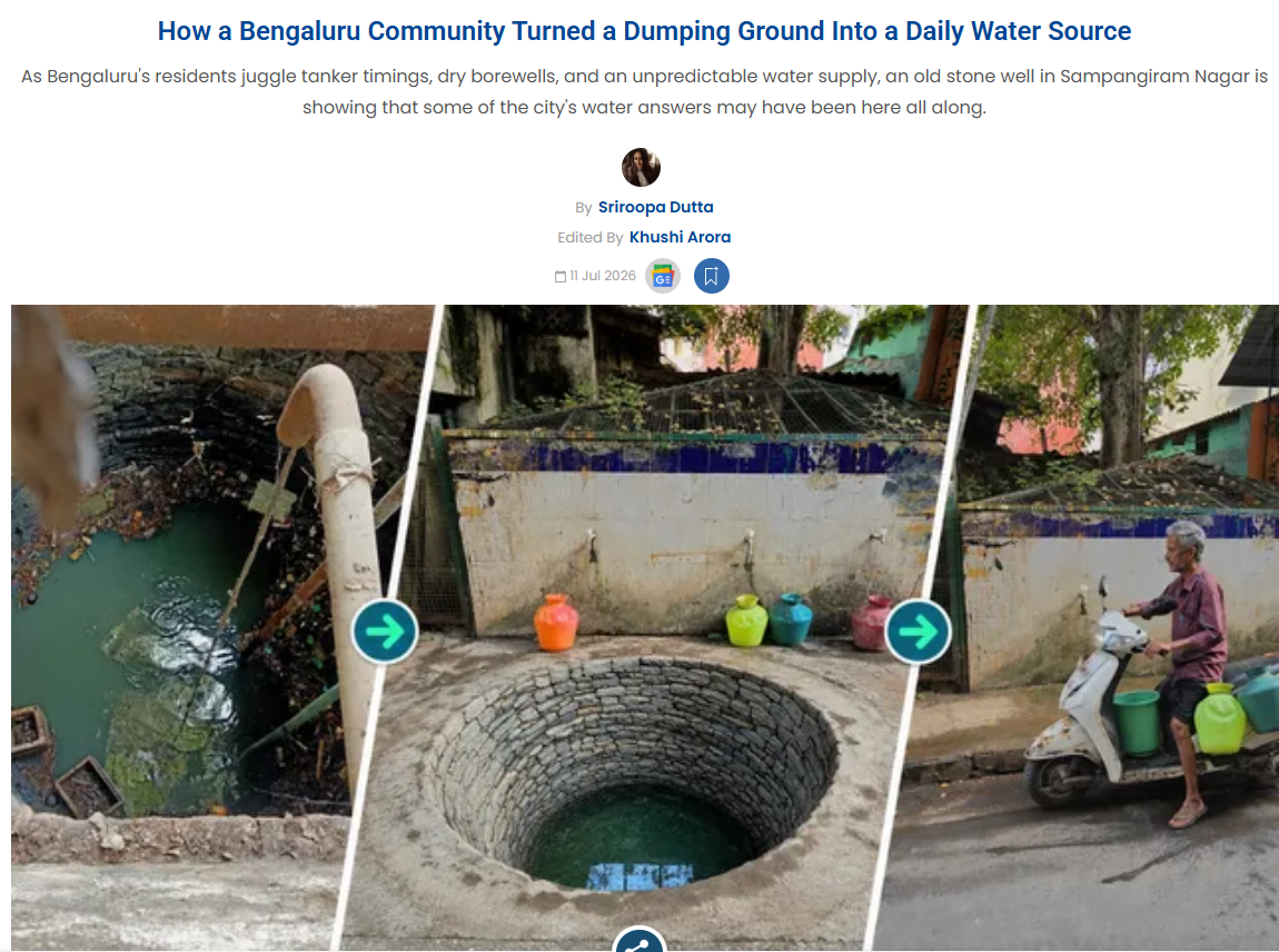 The Better India Highlights SayTrees' Revival of Bengaluru’s Historic Well